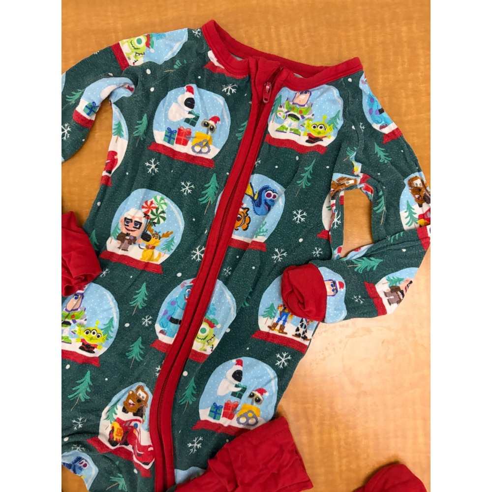 Little Sleepies Disney Pixar Holiday Snow Globe Bamboo Zippy Green 12-18 Months